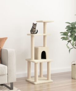 vidaXL Cat Tree with Sisal Scratching Posts Cream 105 cm