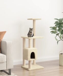 vidaXL Cat Tree with Sisal Scratching Posts Cream 104 cm