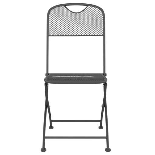 vidaXL Folding Garden Chairs 2 pcs Expanded Metal Mesh Anthracite - Image 2