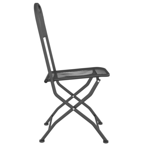 vidaXL Folding Garden Chairs 2 pcs Expanded Metal Mesh Anthracite - Image 3