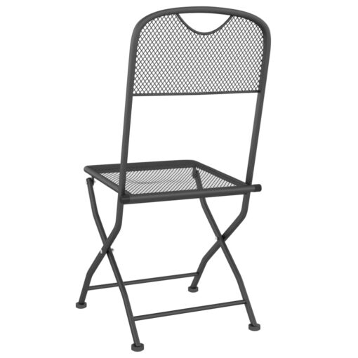 vidaXL Folding Garden Chairs 2 pcs Expanded Metal Mesh Anthracite - Image 4