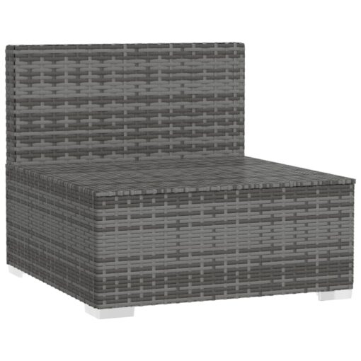 3-Seater Sofa with Cushions Grey Poly Rattan - Image 2