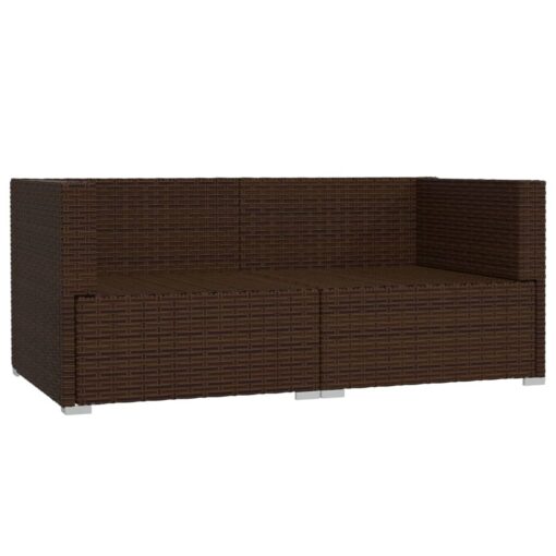  2-Seater Sofa with Cushions Brown Poly Rattan - Image 2