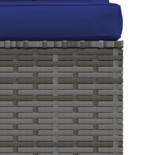  4 Piece Garden Lounge Set with Cushions Grey Poly Rattan - Image 3