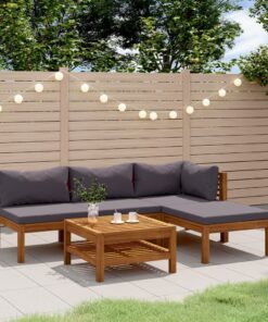 vidaXL 5 Piece Garden Lounge Set with Cushion Solid Acacia Wood