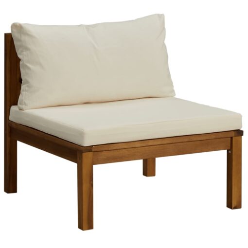 vidaXL 7 Piece Garden Lounge Set with Cream Cushion Solid Acacia Wood - Image 2
