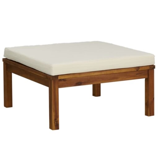 vidaXL 7 Piece Garden Lounge Set with Cream Cushion Solid Acacia Wood - Image 4