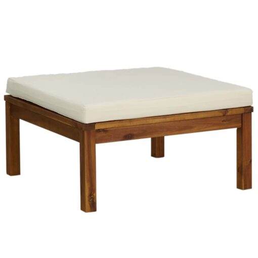  3 Piece Garden Lounge Set with Cream Cushion Solid Acacia Wood - Image 3
