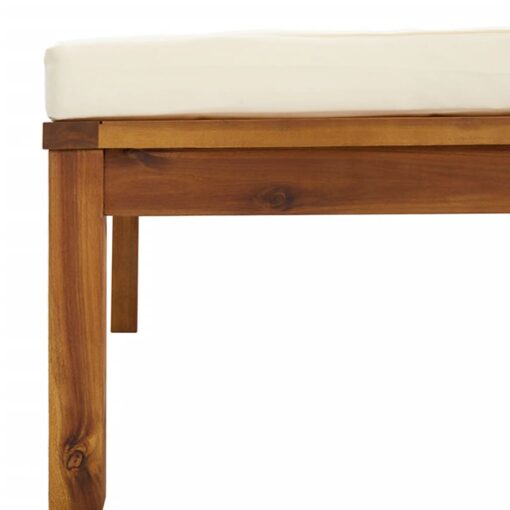  3 Piece Garden Lounge Set with Cream Cushion Solid Acacia Wood - Image 4