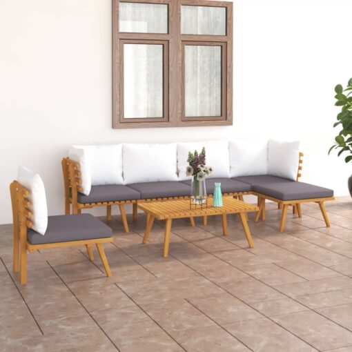 vidaXL 7 Piece Garden Lounge Set with Cushions Solid Acacia Wood