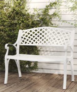 vidaXL Garden Bench 102 cm Cast Aluminium White