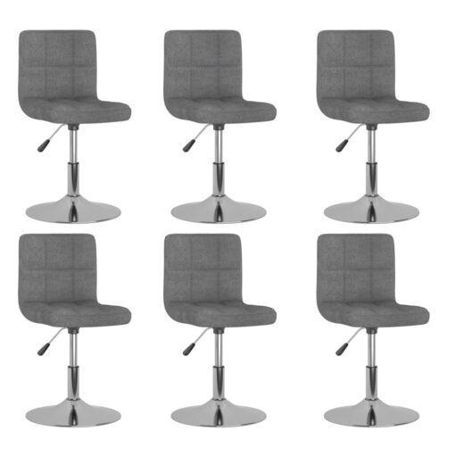 vidaXL Swivel Dining Chairs 6 pcs Light Grey Fabric