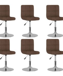 vidaXL Swivel Dining Chairs 6 pcs Brown Fabric