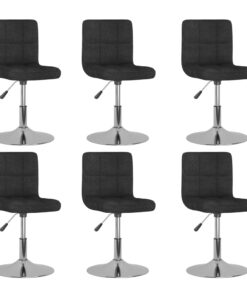 vidaXL Swivel Dining Chairs 6 pcs Black Fabric