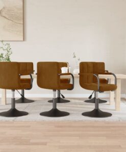 vidaXL Swivel Dining Chairs 6 pcs Brown Velvet