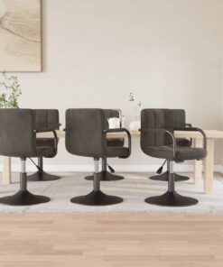 vidaXL Swivel Dining Chairs 6 pcs Dark Grey Velvet