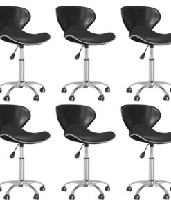 vidaXL Swivel Dining Chairs 6 pcs Black Faux Leather