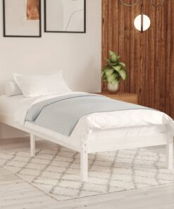 vidaXL 810003 vidaXL Bed Frame without Mattress White Solid Wood 90x200 cm