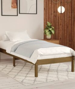 vidaXL 810005 vidaXL Bed Frame without Mattress Honey Brown Solid Wood 90x200 cm