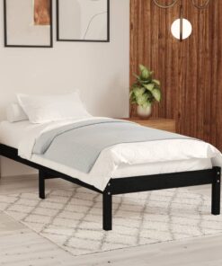 vidaXL 810006 vidaXL Bed Frame without Mattress Black Solid Wood 90x200 cm