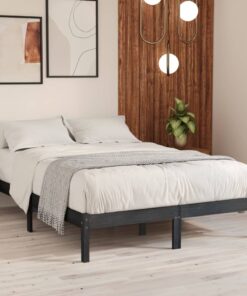 vidaXL 810014 vidaXL Bed Frame without Mattress Grey Solid Wood 120x200 cm