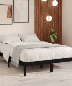 vidaXL 810016 vidaXL Bed Frame without Mattress Black Solid Wood 120x200 cm