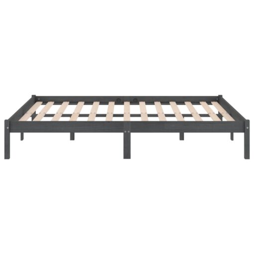 Bed Frame without Mattress Grey Solid Wood Super King Size - Image 3