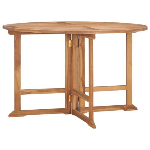 vidaXL Folding Garden Dining Table Ø110x75 cm Solid Wood Teak