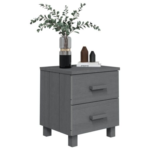 vidaXL Bedside Cabinet HAMAR Dark Grey 40x35x44.5 cm Solid Pinewood - Image 4