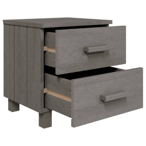 vidaXL Bedside Cabinet HAMAR Light Grey 40x35x44.5 cm Solid Pinewood - Image 3