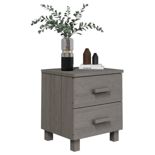 vidaXL Bedside Cabinet HAMAR Light Grey 40x35x44.5 cm Solid Pinewood - Image 4