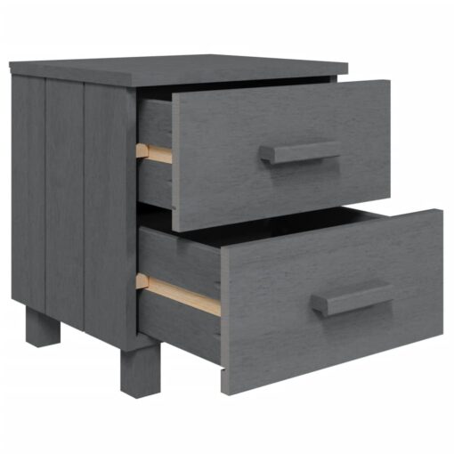 vidaXL Bedside Cabinets HAMAR 2 pcs Dark Grey 40x35x44.5 cm Solid Wood - Image 4