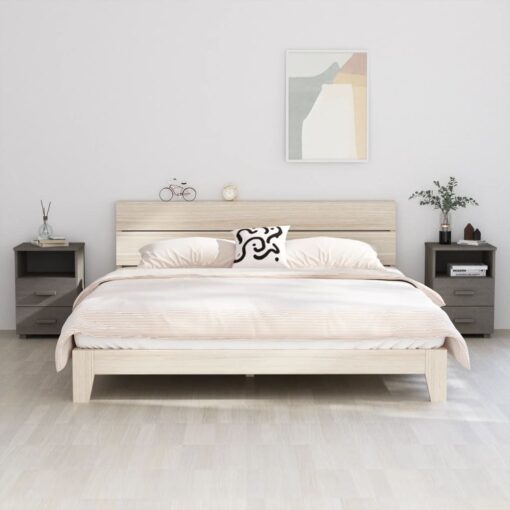 vidaXL Bedside Cabinets HAMAR 2 pcs Light Grey 40x35x62 cm Solid Wood