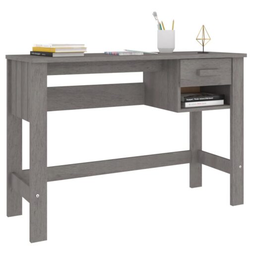 Desk HAMAR Light Grey 110x40x75 cm Solid Wood Pine - Image 2