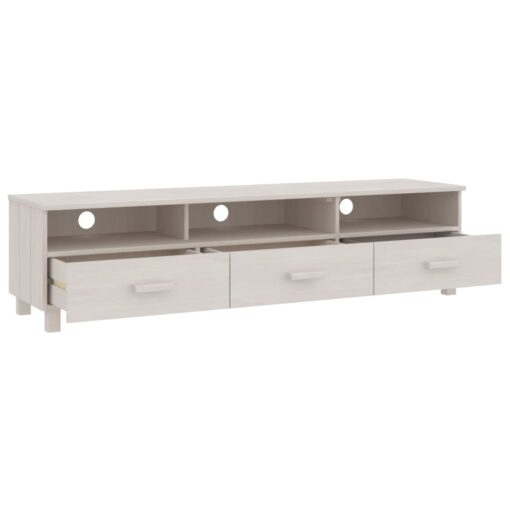 vidaXL TV Cabinet HAMAR White 158x40x40 cm Solid Wood Pine - Image 3