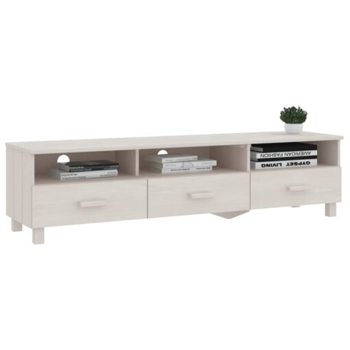 vidaXL TV Cabinet HAMAR White 158x40x40 cm Solid Wood Pine - Image 4