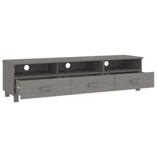 TV Cabinet HAMAR Light Grey 158x40x40 cm Solid Wood Pine - Image 3