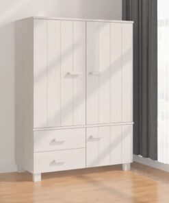 vidaXL Wardrobe HAMAR White 99x45x137 cm Solid Wood Pine