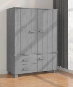 vidaXL Wardrobe HAMAR Dark Grey 99x45x137 cm Solid Wood Pine