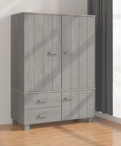 vidaXL Wardrobe HAMAR Light Grey 99x45x137 cm Solid Wood Pine