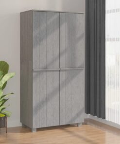 vidaXL Wardrobe HAMAR Light Grey 89x50x180 cm Solid Wood Pine