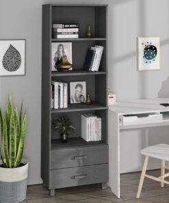 vidaXL Highboard HAMAR Dark Grey 60x35x180 cm Solid Wood Pine