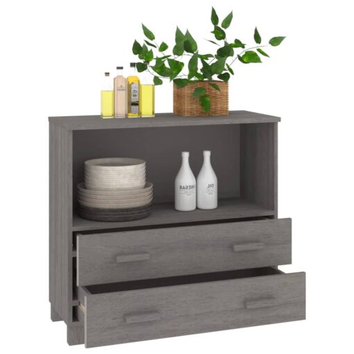 vidaXL Sideboard HAMAR Light Grey 85x35x80 cm Solid Wood Pine - Image 2