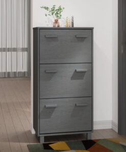 vidaXL Shoe Cabinet HAMAR Dark Grey 59.5x35x117 cm Solid Wood Pine