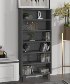 vidaXL CD Cabinet HAMAR Dark Grey 45x18x100 cm Solid Wood Pine