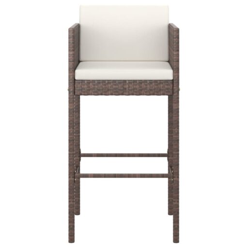 5 Piece Garden Bar Set with Cushions Poly Rattan Brown - Image 2