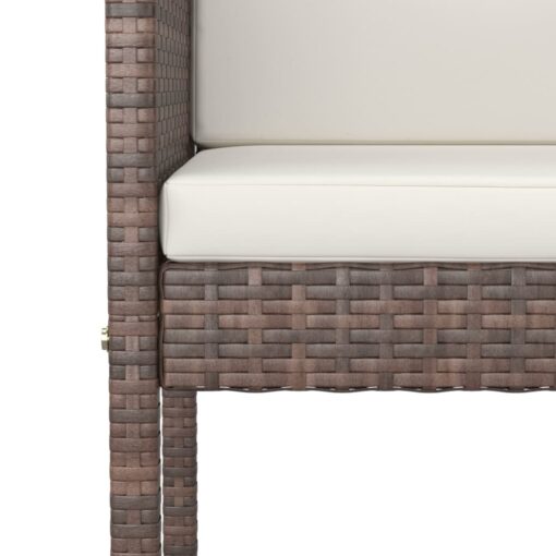 5 Piece Garden Bar Set with Cushions Poly Rattan Brown - Image 3