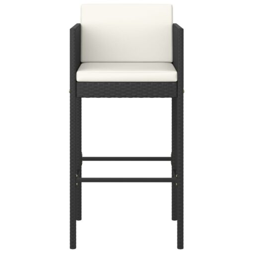 3 Piece Garden Bar Set with Cushions Poly Rattan Black - Image 2
