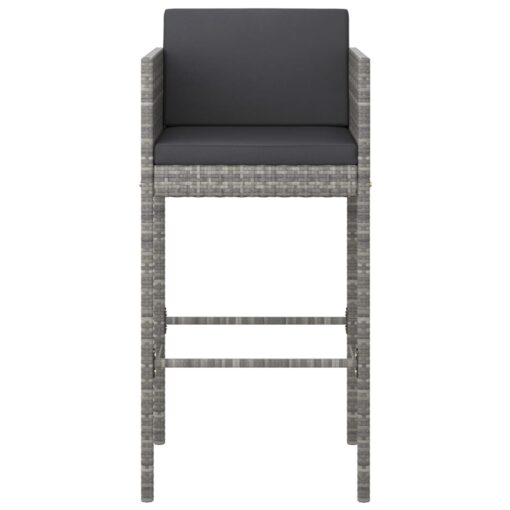 5 Piece Garden Bar Set with Cushions Poly Rattan Grey - Image 2