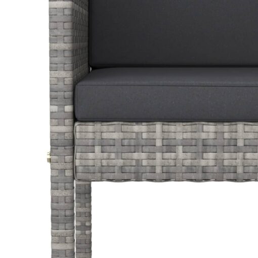 5 Piece Garden Bar Set with Cushions Poly Rattan Grey - Image 3